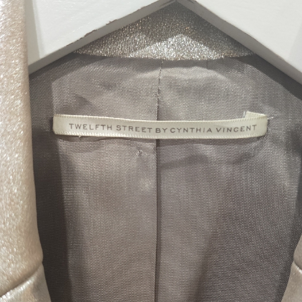 Metallic Silver Leather Women's Blazer - Picture 2 of 4